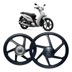 KIT PAR RODAS DIANTEIRA E TRASEIRA DE LIGA LEVE BIZ 100/110i/125 SMARTFOX