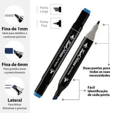 24/36/48/60/80/100 Cores Kit Marcador Ponta Dupla Caneta Colorida Profissional Para Arte/Desenho/Material Escolar