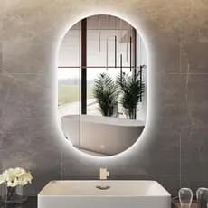 Espelho Oval LED Decorativo Moderno – Espelho de Parede para Banheiro, Sala e Quarto
