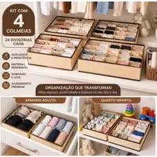 Kit 4 Colmeias Organizadoras de Gaveta 24 Divisórias Resistente