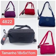 Carteira Bolsa Tiracolo  Pequena de Mão Com 2 Alças  3 Camadas Com Zíper Porta Celular Nylon 4822