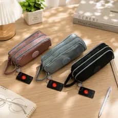 Estojo Unissex Nylon 3 Divisores com Alça para Escolar, Maquiagem 7806