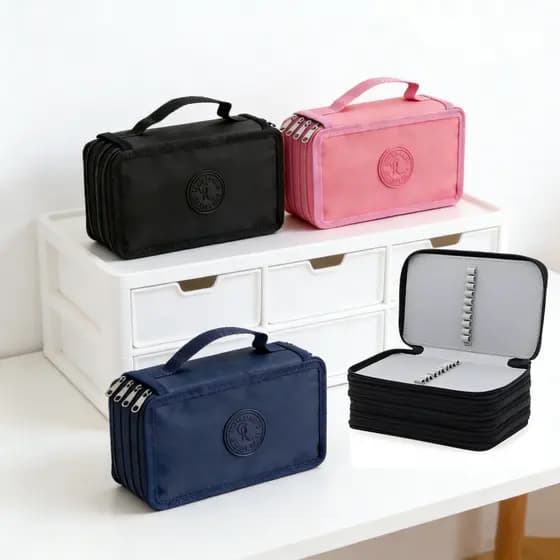 Estojo Escolar Box Juvenil Nylon Martelasse Jumbo 2 Compartimentos Organizador Com Zíper