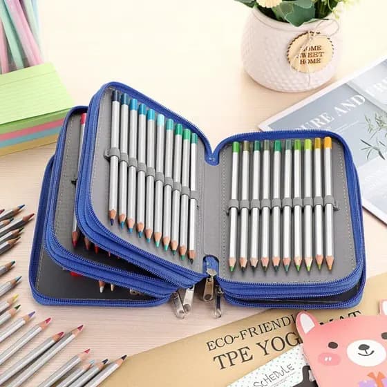 Estojo com divisórias/Estojo de lápisEstojo De Lápis De Quatro Camadas Com 72 Furos De CorMaterial EscolarEstojo Escola