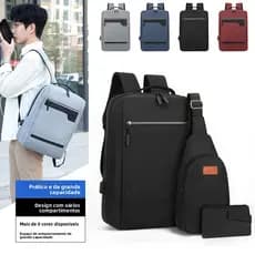 kit 3 Mochila Bolsa Viagem Resistente Coreana Masculina Feminina