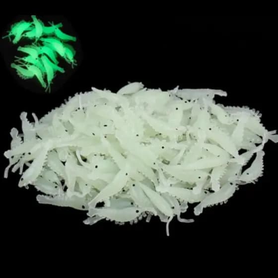 Kit 10 Iscas Artificiais Camarão Silicone Neon Pesca Mar Rio