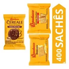 Kit 100 Biscoito Amanteigado Sache Bauducco Cereale Maizena e Cracker