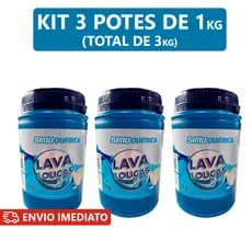 Kit C/3 Sabão Detergente Em Pó para Máquina de Lavar Louças 1kg Simoquímica Limpeza Profunda Brilho