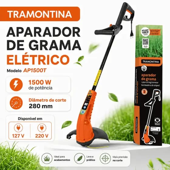 Aparador de Grama Elétrico Tramontina AP1500T 1500W 127V ou 220V Corte 28cm