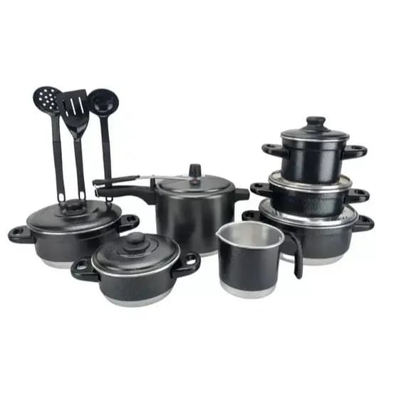 Kit 10 Peças Jogo de Panelas Conjunto com Panela de Pressão 4,5 litros Leiteira e Talhares Alumínio Extra Forte