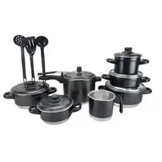Kit 10 Peças Jogo de Panelas Conjunto com Panela de Pressão 4,5 litros Leiteira e Talhares Alumínio Extra Forte