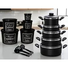 JOGO DE PANELAS Completo com POTE DE MANTIMENTOS para Cozinha