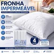 Kit 4 Fronha Impermeável Antibacteriana Anti Ácaro Peças 50x70 Lavável Proteção Total Com Ziper