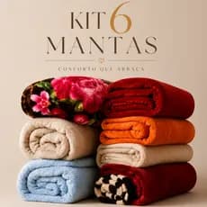 Kit 6 Mantas Casal Queen Microfibra Soft Cobertor Quentinho Macio Inverno 1,80x2,20