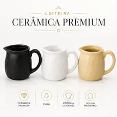 Kit 3 Leiteira Cerâmica Luxo 350ml Cremeira Café Mesa Posta Gourmet