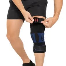 Joelheira de Compressão Esportiva Com Tiras Ajustavel Silicone De Proteção Evitar Lesões Dores