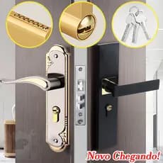 Fechadura de Porta Interna Lujosa Dorada Acero Inoxidable Cromado Corpo Silencioso Ideal para Sala Cozinha e Banheiro🚪