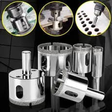 Jogo 10/15 Brocas Diamantadas Serra Copo furar Vidro Granito Ceramica 6 a 50 mm kit ferramentas