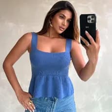 Regata Feminina Bata Peplum com Babado em Modal – Conforto e Estilo