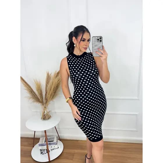 Vestido de Verão Poá Clássico Modal Premium Charmoso e Confortável