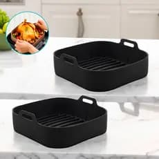 Kit 2 Forma De Silicone Quadrada Air fryer Antiaderente Cesto Silicone Fritadeira Elétrica Grande