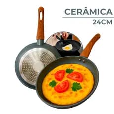 Frigideira Antiaderente Cerâmica Espessura 4mm Não Gruda Indução Ovos Frita Sem Óleo