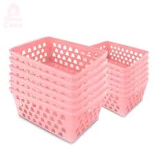 Kit 10 Cestos Organizadores Rosa Para Organizar Gaveta de Bebê, Geladiera, Armários e Mais
