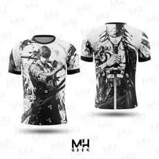 Camisa Camiseta Anime Zoro Preto Guerreiro Modelo Japão Estampada Unisex Adulto Infantil