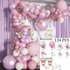Kit 134peças Balões 5"10" 12" 18" Roxo rosa fosco Balão Para Festas e Aniversários