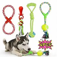 4 Brinquedo Pet Corda Resistente Interativo Cachorro Forte