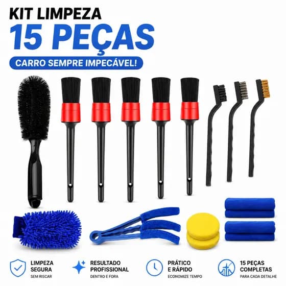 Kit 15 Peças Conjunto De Escovas De Limpeza Para Carro Conjunto De Escovas De Limpeza
