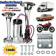 Buzina De Trem 2 cornetas 12v para carro moto van universal