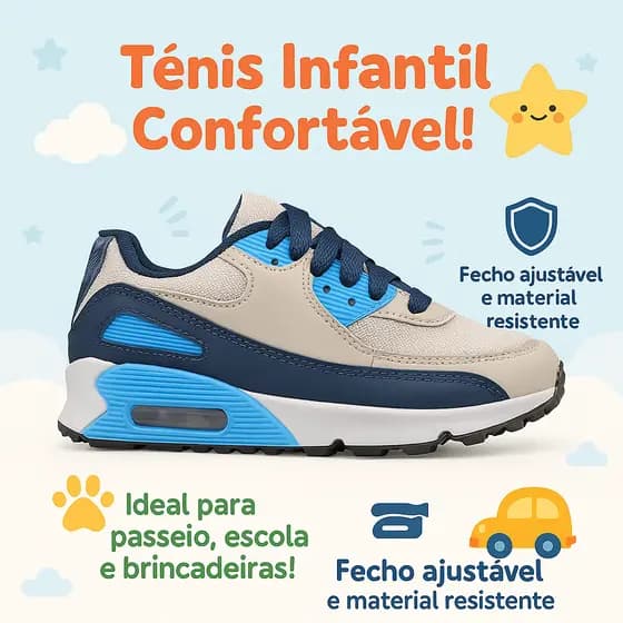 Tênis Infantil Max Confortável – Solado Antiderrapante e Design Moderno!