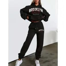 Conjunto De Moletom Feminino streetwear breooklyn nyc tumblr Com Calça