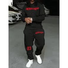 Conjunto de Moletom e Calça CHICAGO VERMELHO na Moda para Homens