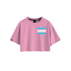 CROPPED CAMISETA Feminina Curto Bandeira Trans Blusinha LGBT Curta Algodão Premium Envio
