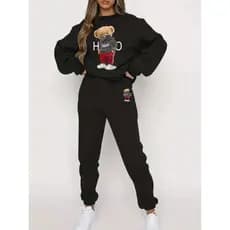 Kit Moletom GOLA REDONDA Urso Mascarado Careca  + Calça FEMININO