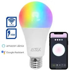 Lâmpada Smart WiFi 15W RGB LED Bivolt Controle por Voz Alexa Google Assistente e Aplicativo
