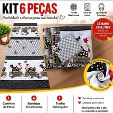 Kit De Cozinha 6 Peças (Jogo Americano - Estampado) - Casa Decoração - PREÇO DE FÁBRICA.