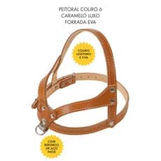 Peitoral Coleira Couro Premium nº 6 Cachorro Cão Pet