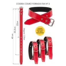 Coleira Couro Forrada EVA nº3