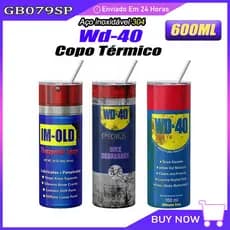 Copo Térmico Wd-40 À Prova De Vazamentos Em Aço Inoxidável 304 600ml Grande capacidade, portátil para uso externo