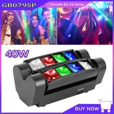 Luz De Palco Dj Mini Aranha 8 Leds 40w Rgbw Controle Voz