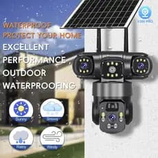Câmera Solar Panorâmica 360° Wi-fi/4G Com Três Lentes IP66