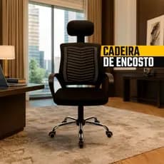 Cadeira Com Encosto de Cabeça - Tecido MESH Premium - Assento e encosto ajustável-PRESIDENTE