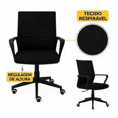 Cadeira de Escritório Ergonômica com Rodinhas e Regulagem – Tecido Mesh Respirável