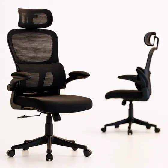 Cadeira de Escritório Ergonômica Apoio Lombar Giratória Executiva com Regulagem