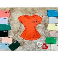 KIT COM 4 BLUSA T - SHIRT ESTAMPA LETRA CORACAO CAMISETA FEMININO  VISCOLYCRA TAMANHO UNICO VARIADAS CORES
