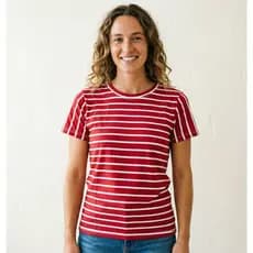 BLUSA T SHIRT LISTRADA FEMININO VISCOLYCRA CAMISETA VERMELHO TAMANHO UNICO