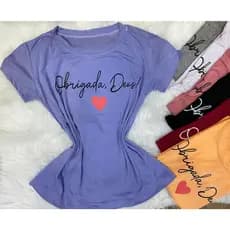 KIT COM 4 BLUSA T - SHIRT ESTAMPA LETRA OBRIGADA CORACAO CAMISETA FEMININO VISCOLYCRA TAMANHO UNICO VARIADAS CORES